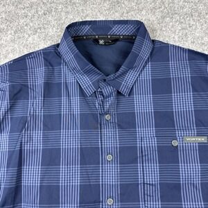 VORTEX Coolmax Fast Twitch Short Sleeve Button Stripped Plaid Shirt XL NWT